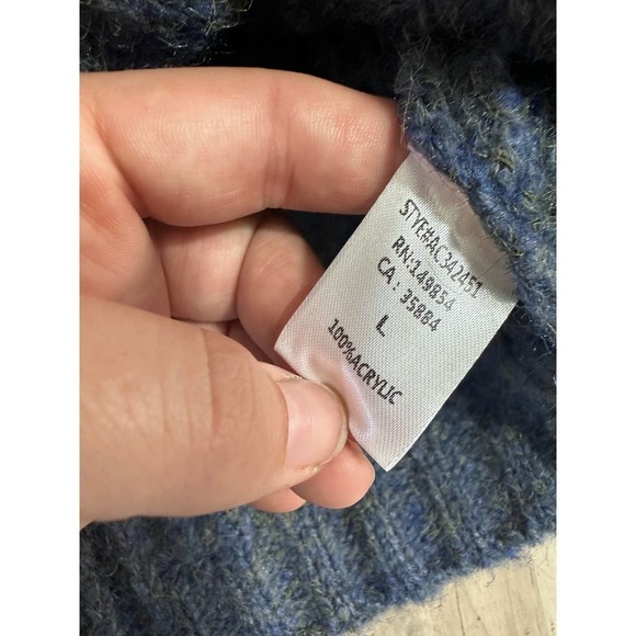 SADIE & Sage blue thick knit balloon sleeve mock neck sweater - Picture 5 of 6